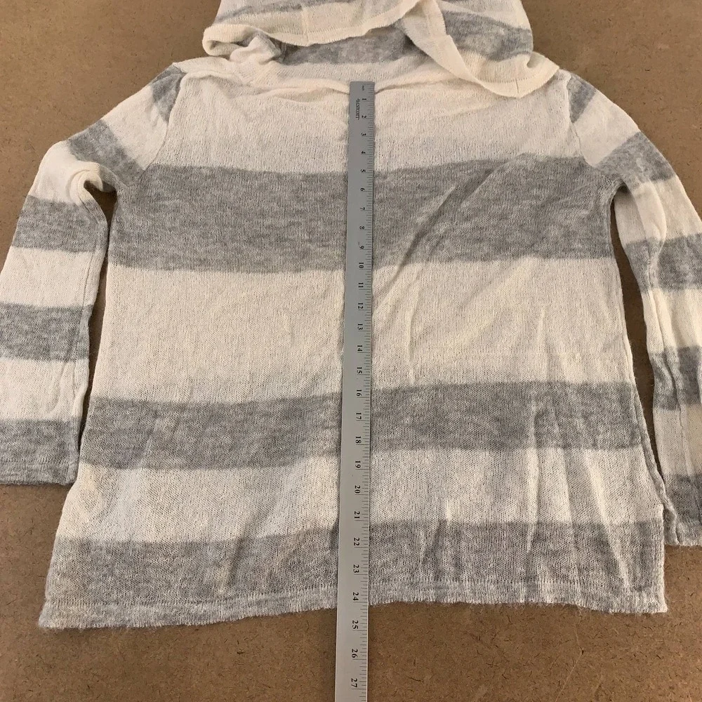 Free People Womens Pullover Sweater‎ Gray Striped Long Sleeve Cowl Neck L New